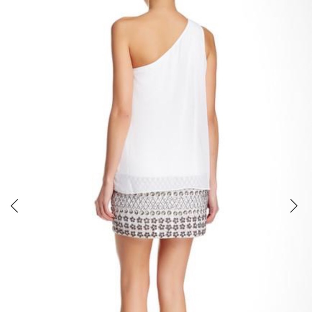 One shoulder popover top with beaded skirt dress
